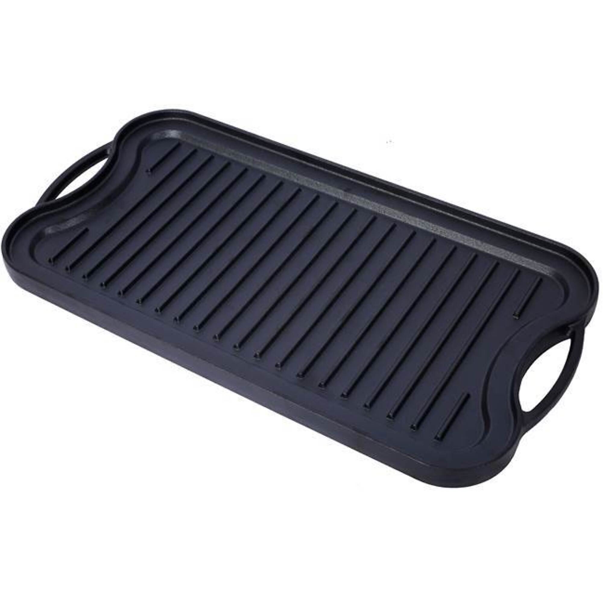 TMB Pre-Seasoned Cast Iron Reversible Grill/Griddle — 20in. x 10in., Black, Dual-Sided, Durable, Model# BAC-W465P236467